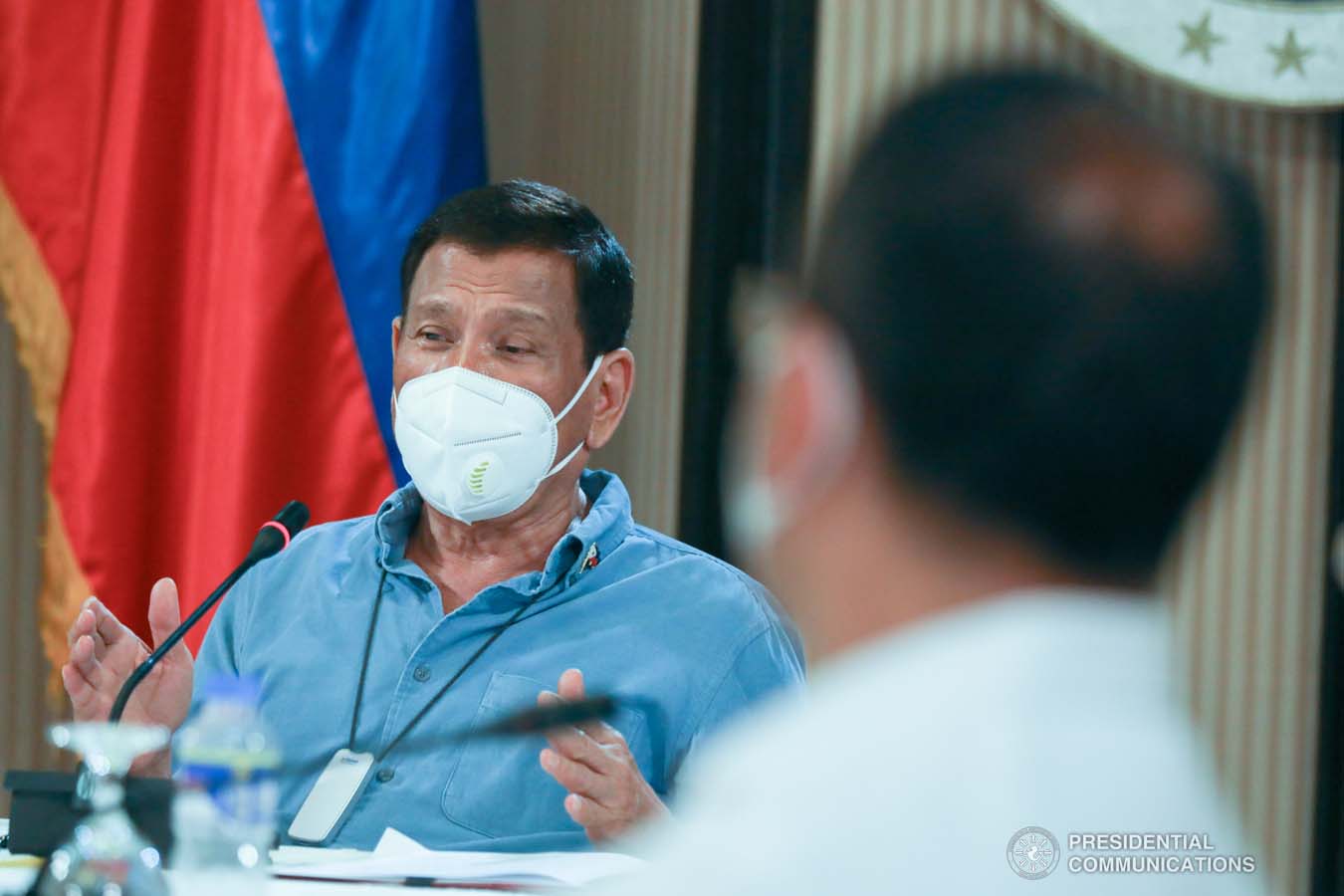 President Rodrigo Roa Duterte holds a meeting with some members of the Inter-Agency Task Force on the Emerging Infectious Diseases (IATF-EID) at the Malago Clubhouse in Malacañang on April 8, 2020. TOTO LOZANO/PRESIDENTIAL PHOTO