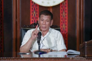 President Rodrigo Roa Duterte updates the nation on the government's efforts in addressing the coronavirus disease (COVID-19) at the Malago Clubhouse in Malacañang on April 3, 2020. TOTO LOZANO/PRESIDENTIAL PHOTO