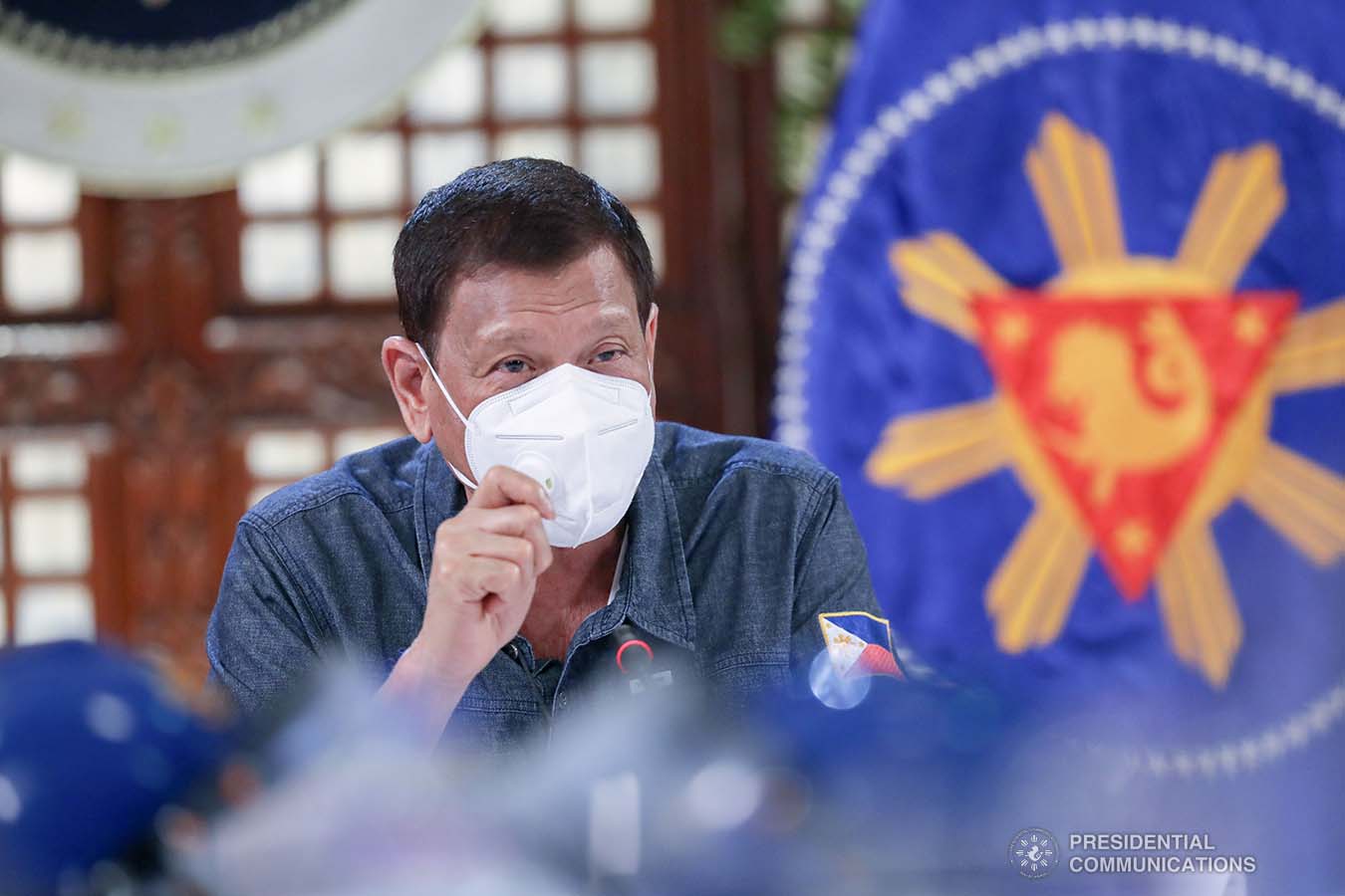 President Rodrigo Roa Duterte updates the nation on the government's efforts in addressing the coronavirus disease (COVID-19) at the Malago Clubhouse in Malacañang on May 11, 2020. ACE MORANDANTE/PRESIDENTIAL PHOTO