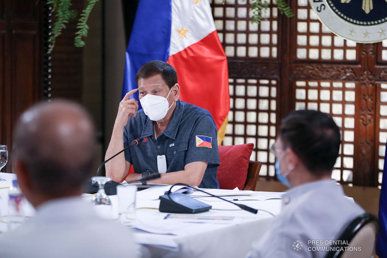 President Rodrigo Roa Duterte updates the nation on the government's efforts in addressing the coronavirus disease (COVID-19) at the Malago Clubhouse in Malacañang on May 11, 2020. ACE MORANDANTE/PRESIDENTIAL PHOTO