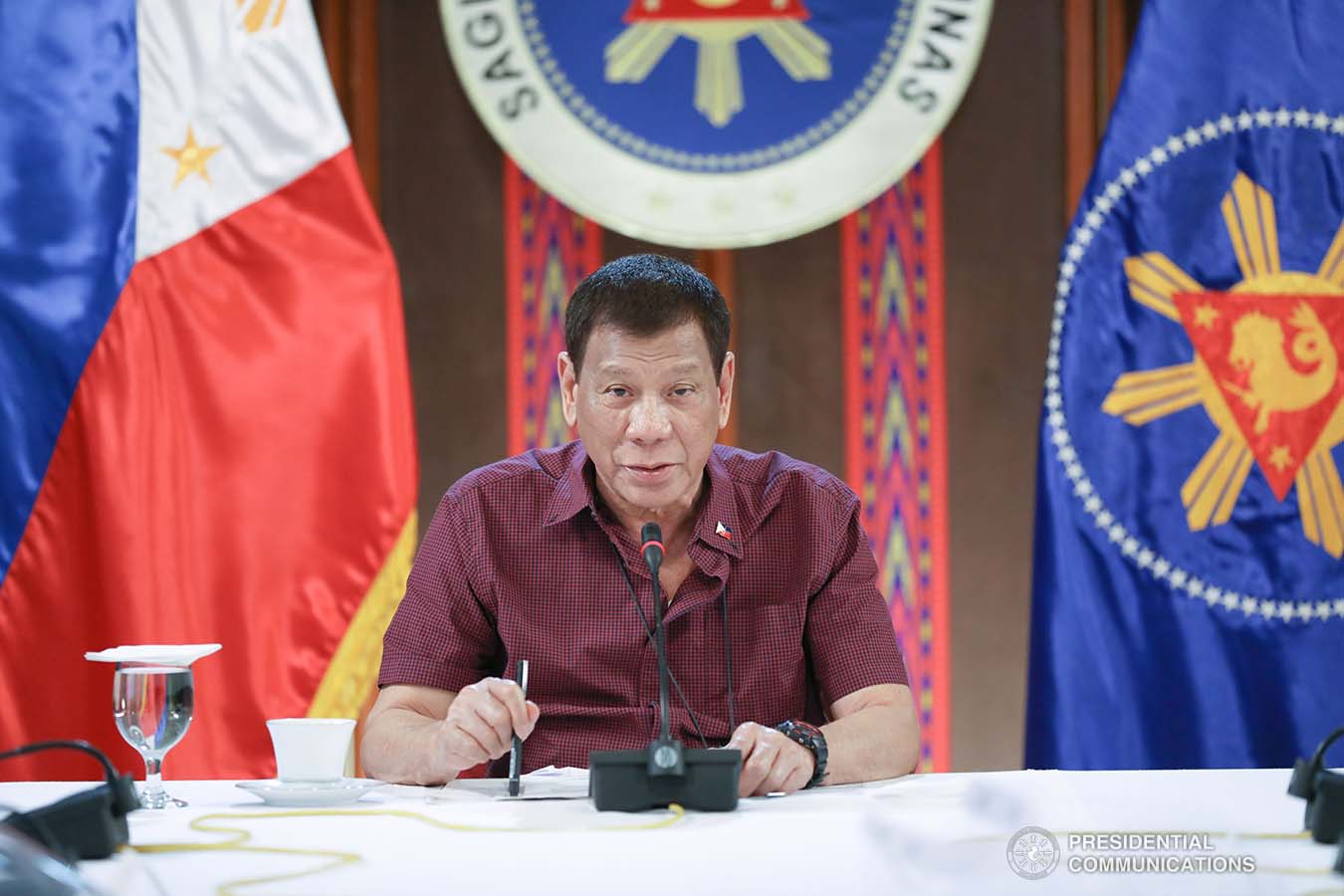 President Rodrigo Roa Duterte updates the nation on the government's efforts in addressing the coronavirus disease (COVID-19) at the Malago Clubhouse in Malacañang on May 19, 2020. KARL NORMAN ALONZO/PRESIDENTIAL PHOTO