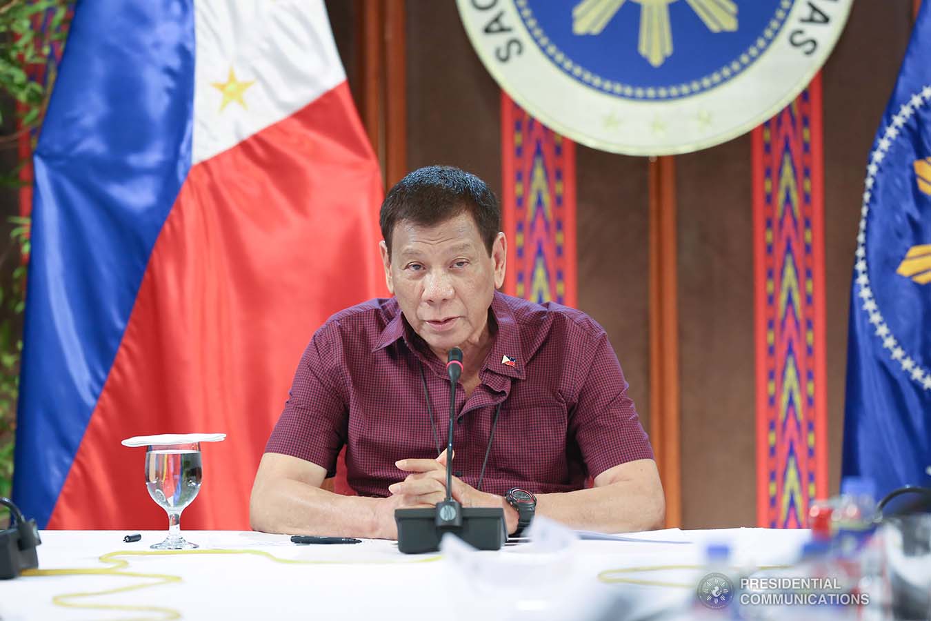 President Rodrigo Roa Duterte updates the nation on the government's efforts in addressing the coronavirus disease (COVID-19) at the Malago Clubhouse in Malacañang on May 19, 2020. KARL NORMAN ALONZO/PRESIDENTIAL PHOTO