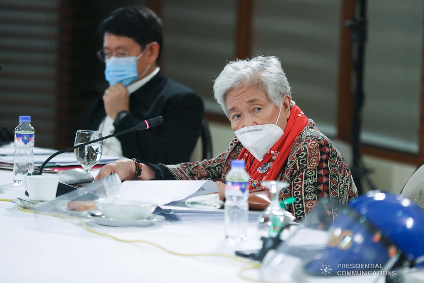 Education Secretary Leonor Briones joins the meeting with members of the Inter-Agency Task Force on the Emerging Infectious Diseases (IATF-EID) presided by President Rodrigo Roa Duterte at the Malago Clubhouse in Malacañang on May 28, 2020. ACE MORANDANTE/PRESIDENTIAL PHOTO
