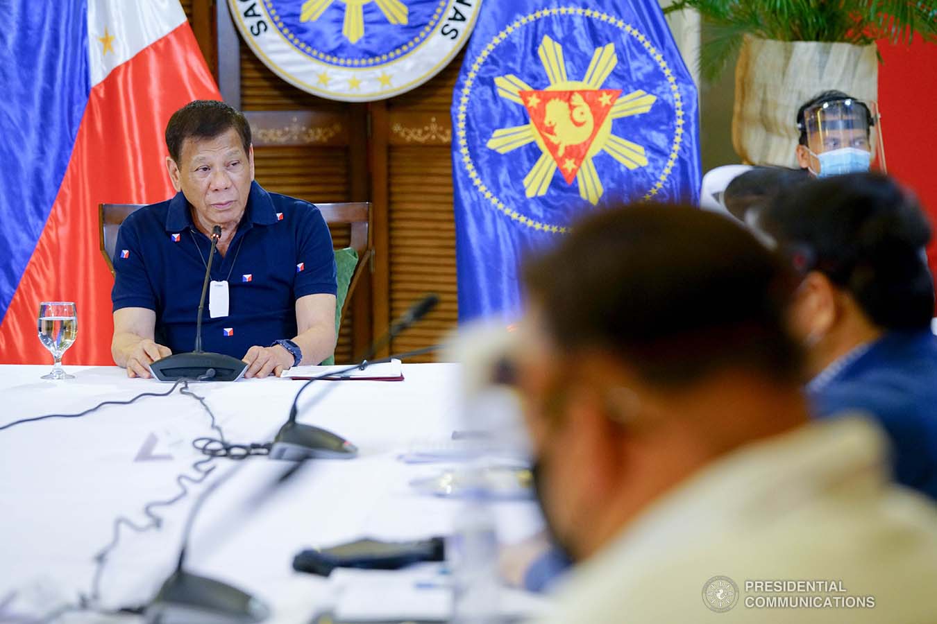 President Rodrigo Roa Duterte holds a meeting with members of the Inter-Agency Task Force on the Emerging Infectious Diseases (IATF-EID) at the Matina Enclaves in Davao City on June 4, 2020. JOEY DALUMPINES/PRESIDENTIAL PHOTO