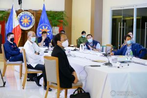 President Rodrigo Roa Duterte holds a meeting with members of the Inter-Agency Task Force on the Emerging Infectious Diseases (IATF-EID) at the Matina Enclaves in Davao City on June 4, 2020. JOEY DALUMPINES/PRESIDENTIAL PHOTO
