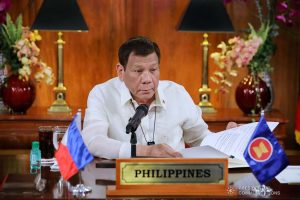 President Rodrigo Roa Duterte gives his intervention as he joins other leaders from the Association of Southeast Asian Nations (ASEAN) member countries during the 36th ASEAN Summit video conference at the Malago Clubhouse in Malacañang on June 26, 2020. ROBINSON NIÑAL JR./PRESIDENTIAL PHOTOS