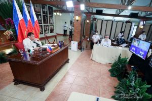 President Rodrigo Roa Duterte joins other leaders from the Association of Southeast Asian Nations (ASEAN) member countries during the 36th ASEAN Summit video conference at the Malago Clubhouse in Malacañang on June 26, 2020. SIMEON CELI JR./PRESIDENTIAL PHOTOS