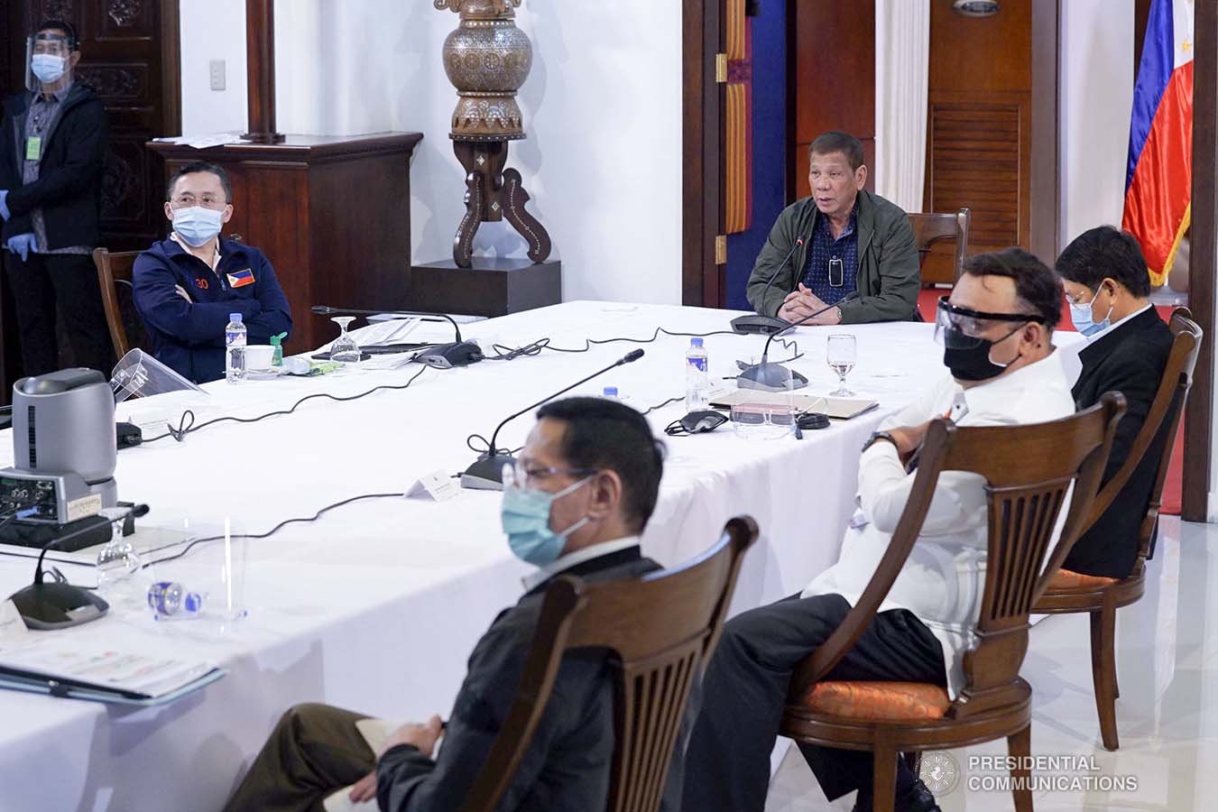 President Rodrigo Roa Duterte holds a meeting with the core members of the Inter-Agency Task Force on the Emerging Infectious Diseases (IATF-EID) at the Presidential Guest House in Panacan, Davao City on July 7, 2020. ARMAN BAYLON/PRESIDENTIAL PHOTO