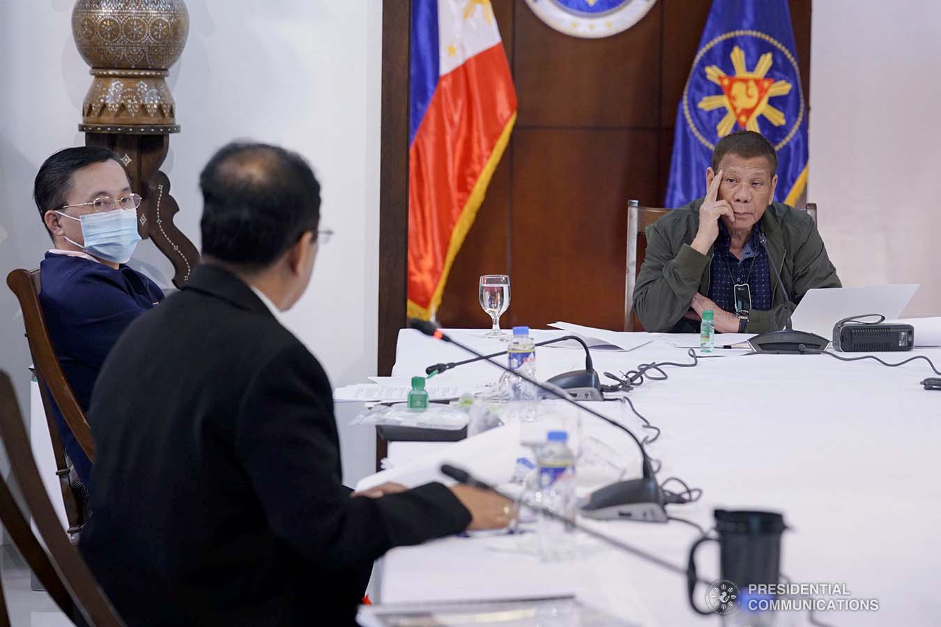 President Rodrigo Roa Duterte holds a meeting with the core members of the Inter-Agency Task Force on the Emerging Infectious Diseases (IATF-EID) at the Presidential Guest House in Panacan, Davao City on July 7, 2020. ARMAN BAYLON/PRESIDENTIAL PHOTO