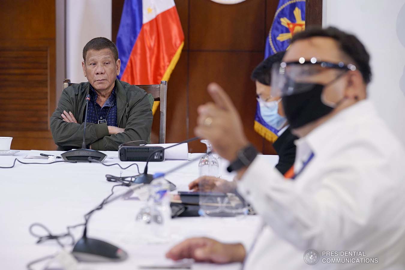 President Rodrigo Roa Duterte holds a meeting with the core members of the Inter-Agency Task Force on the Emerging Infectious Diseases (IATF-EID) at the Presidential Guest House in Panacan, Davao City on July 7, 2020. ARMAN BAYLON/PRESIDENTIAL PHOTO