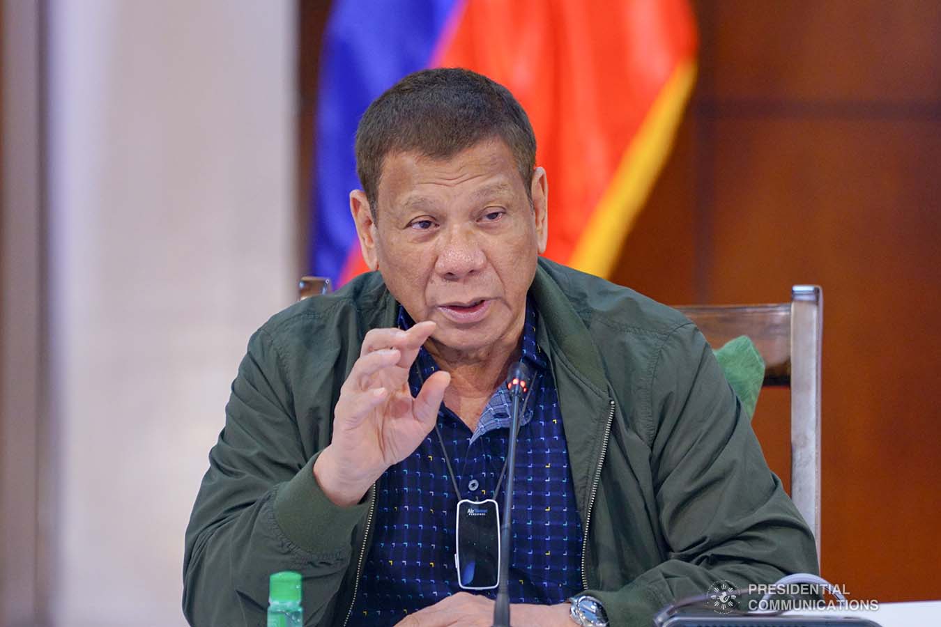 President Rodrigo Roa Duterte talks to the people after holding a meeting with the Inter-Agency Task Force on the Emerging Infectious Diseases (IATF-EID) core members at the Presidential Guest House in Panacan, Davao City on July 7, 2020. JOEY DALUMPINES/PRESIDENTIAL PHOTO