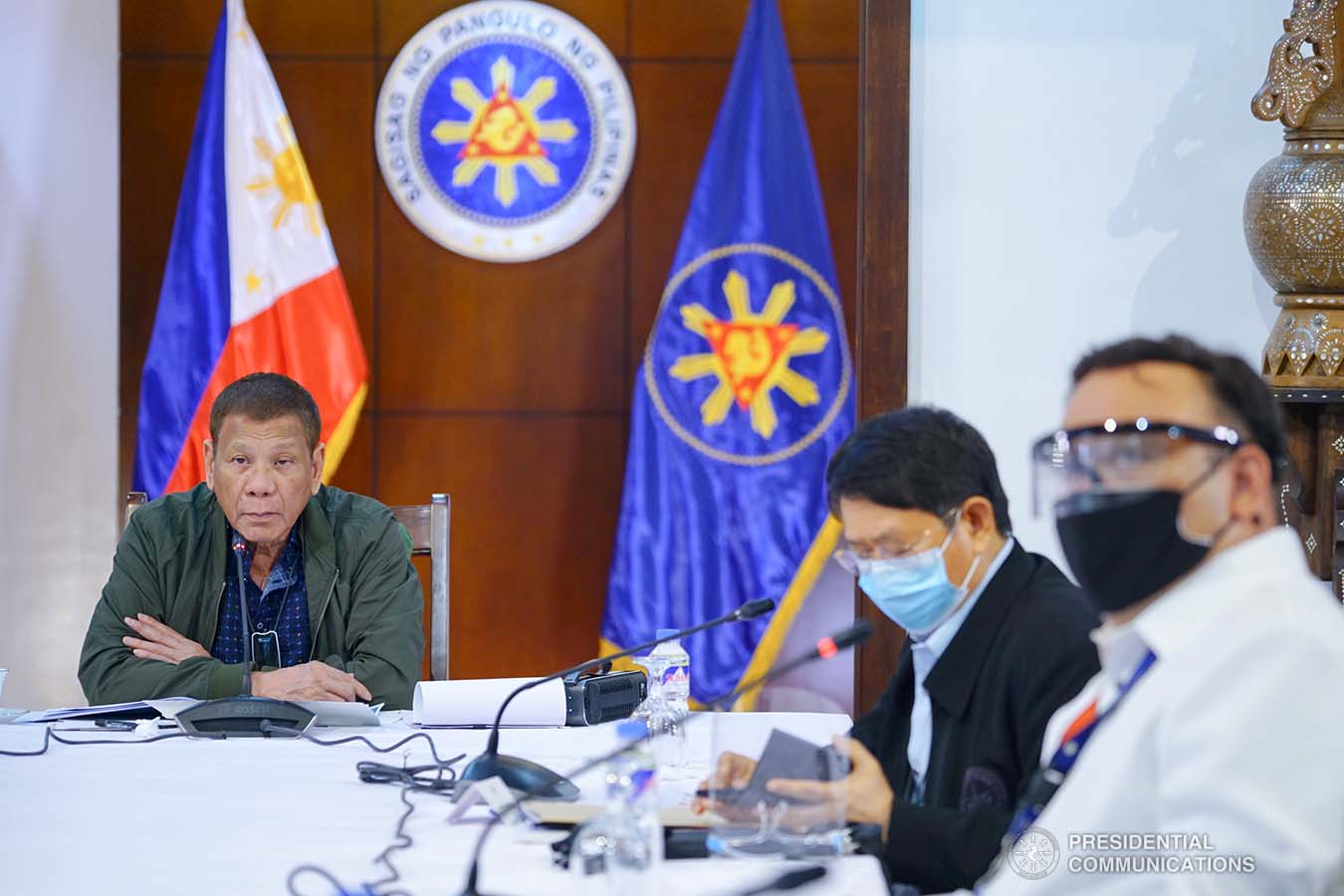 President Rodrigo Roa Duterte holds a meeting with the core members of the Inter-Agency Task Force on the Emerging Infectious Diseases (IATF-EID) at the Presidential Guest House in Panacan, Davao City on July 7, 2020. JOEY DALUMPINES/PRESIDENTIAL PHOTO