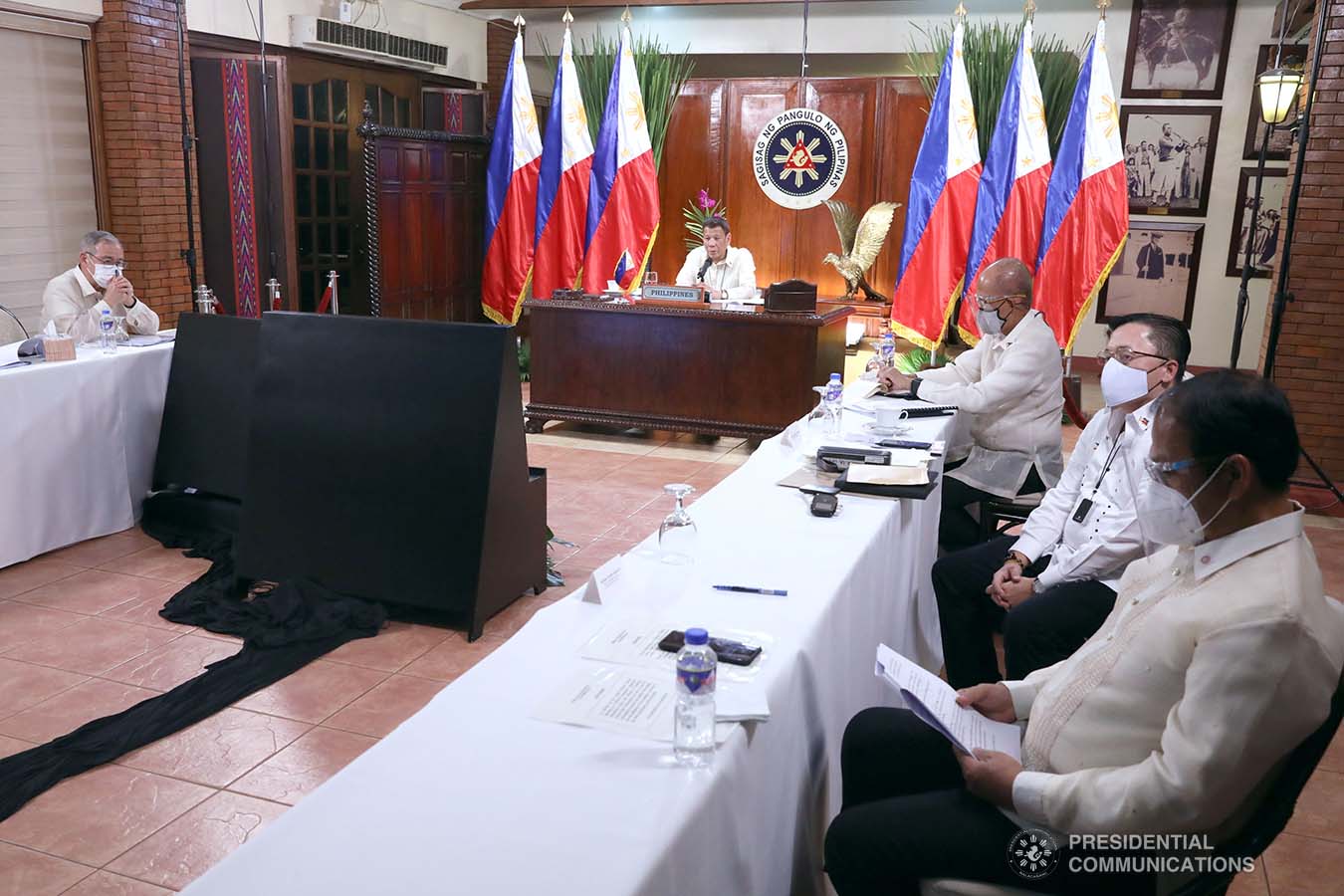 President Rodrigo Roa Duterte delivers his remarks as he joins several world leaders, representatives from the United Nations (UN) and international organizations during the Aqaba Process Virtual Meeting on Coronavirus Disease 2019 (COVID-19) Response hosted by the Hashemite Kingdom of Jordan via video conference at the Malago Clubhouse in Malacañang on September 2, 2020. TOTO LOZANO/PRESIDENTIAL PHOTOS