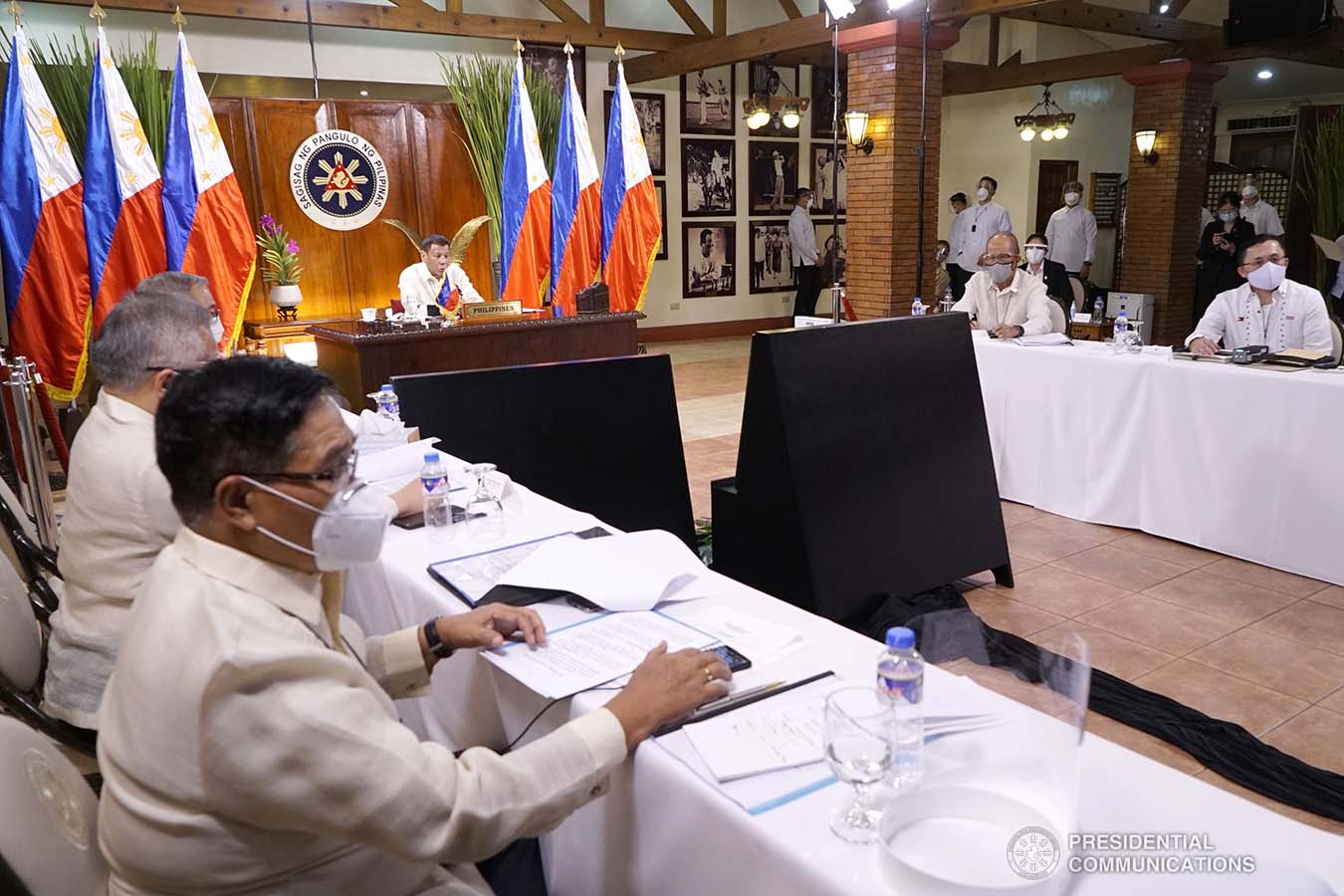 President Rodrigo Roa Duterte delivers his remarks as he joins several world leaders, representatives from the United Nations (UN) and international organizations during the Aqaba Process Virtual Meeting on Coronavirus Disease 2019 (COVID-19) Response hosted by the Hashemite Kingdom of Jordan via video conference at the Malago Clubhouse in Malacañang on September 2, 2020.  KING RODRIGUEZ/PRESIDENTIAL PHOTOS