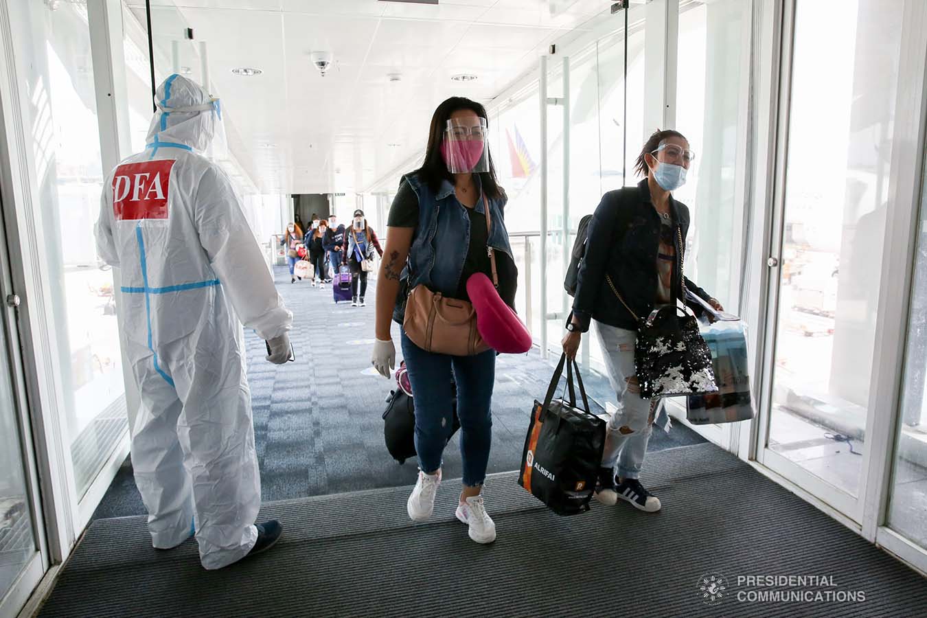 Hundreds of distressed Overseas Filipino Workers (OFWs) are now back home as they arrived at the Ninoy Aquino International Airport (NAIA) on September 26, 2020 following their successful repatriation from Beirut, Lebanon. Joining the repatriated OFWs in the chartered flight was Chief of Presidential Protocol and Presidential Assistant on Foreign Affairs, Undersecretary Robert Borje, who was designated Chief of Mission by President Rodrigo Roa Duterte. Since the onset of the coronavirus disease 2019 (COVID-19) pandemic, OFWs awaiting repatriation were either affected by lockdowns or whose work contracts have expired amid unavailable commercial flights.Meanwhile, all repatriates, upon disembarkation, underwent mandatory medical tests prior to proceeding to their respective quarantine facilities. PRESIDENTIAL PHOTOS