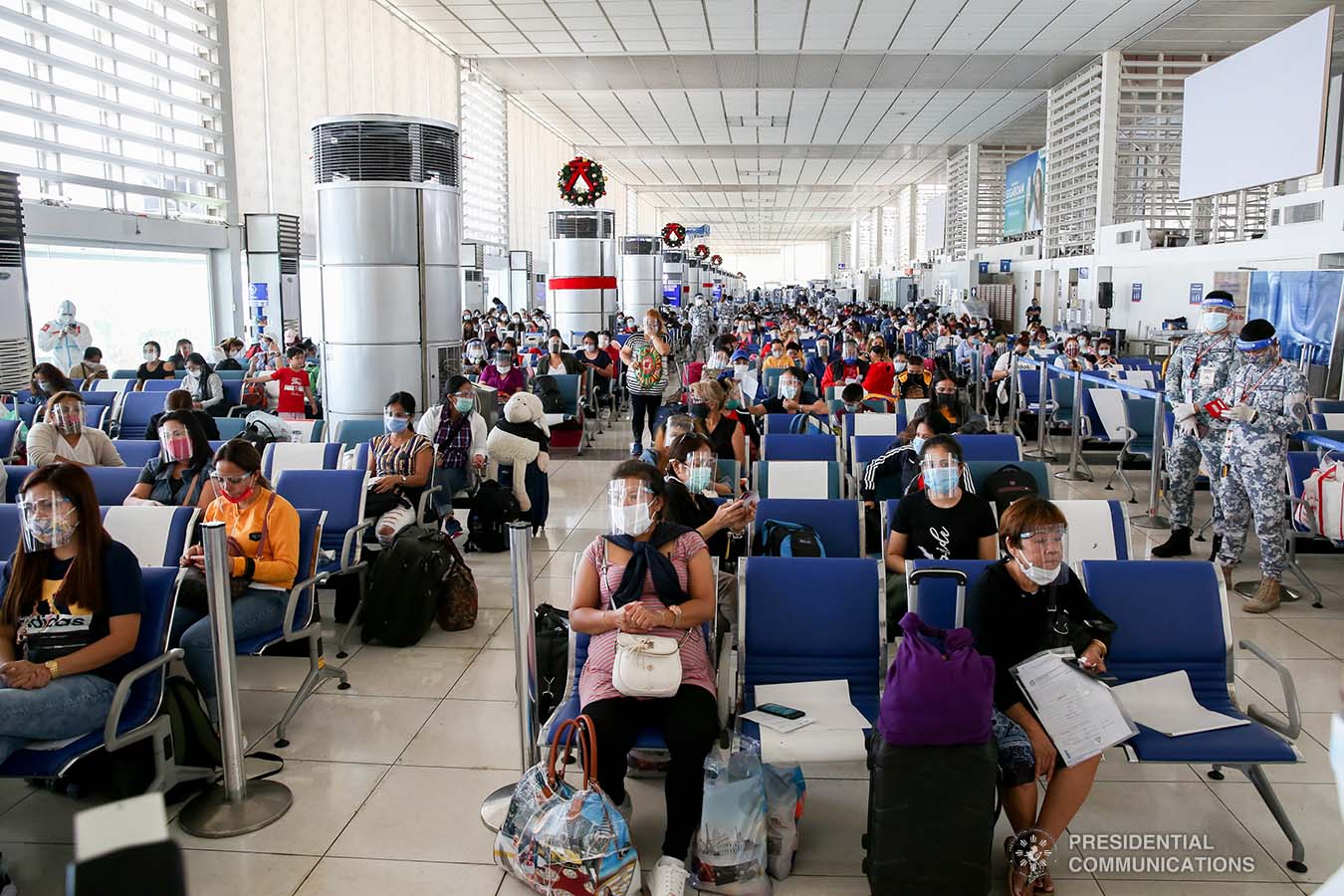 Hundreds of distressed Overseas Filipino Workers (OFWs) are now back home as they arrived at the Ninoy Aquino International Airport (NAIA) on September 26, 2020 following their successful repatriation from Beirut, Lebanon. Joining the repatriated OFWs in the chartered flight was Chief of Presidential Protocol and Presidential Assistant on Foreign Affairs, Undersecretary Robert Borje, who was designated Chief of Mission by President Rodrigo Roa Duterte. Since the onset of the coronavirus disease 2019 (COVID-19) pandemic, OFWs awaiting repatriation were either affected by lockdowns or whose work contracts have expired amid unavailable commercial flights.Meanwhile, all repatriates, upon disembarkation, underwent mandatory medical tests prior to proceeding to their respective quarantine facilities. PRESIDENTIAL PHOTOS