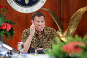 President Rodrigo Roa Duterte talks to the people after holding a meeting with the Inter-Agency Task Force on the Emerging Infectious Diseases (IATF-EID) core members at the Malago Clubhouse in Malacañang on September 28, 2020. ROBINSON NIÑAL/ PRESIDENTIAL PHOTO
