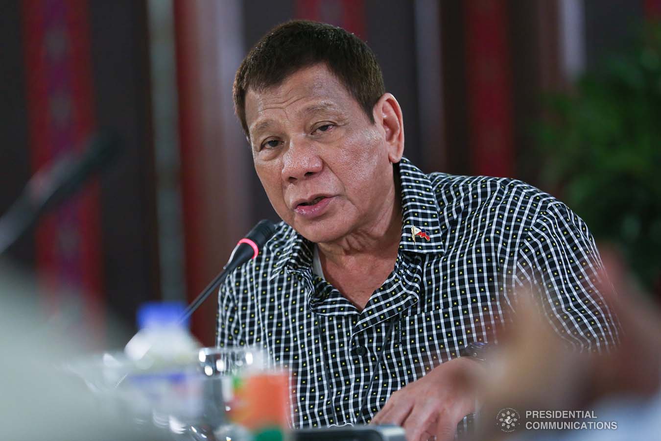 President Rodrigo Roa Duterte delivers his remarks following a meeting with the officials of the Philippine National Police and the Armed Forces of the Philippines, discussing the impasse in Congress as he called on its members to resolve the issues on the passing of the national budget for 2021 at the Malacañang Golf (Malago) Clubhouse in Malacañang Park, Manila on October 8, 2020. Joining the meeting are Executive Secretary Salvador Medialdea, Interior and Local Government Secretary Eduardo Año, and Senator Christopher "Bong" Go. ALBERTO ALCAIN/ PRESIDENTIAL PHOTO