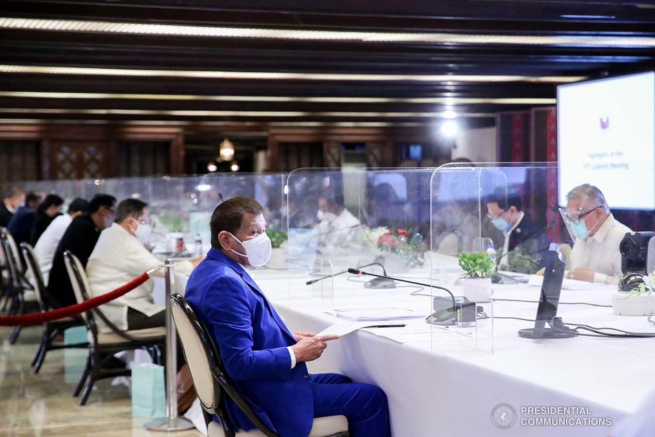 President Rodrigo Roa Duterte presides over the 48th Cabinet Meeting at Malacañan Palace on October 12, 2020. The president called a meeting to discuss pressing issues and updates  from government agencies. ALBERTO ALCAIN/ PRESIDENTIAL PHOTO