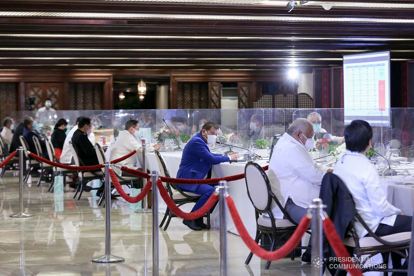 President Rodrigo Roa Duterte presides over the 48th Cabinet Meeting at Malacañan Palace on October 12, 2020. The president called a meeting to discuss pressing issues and updates  from government agencies. ALBERTO ALCAIN/ PRESIDENTIAL PHOTO