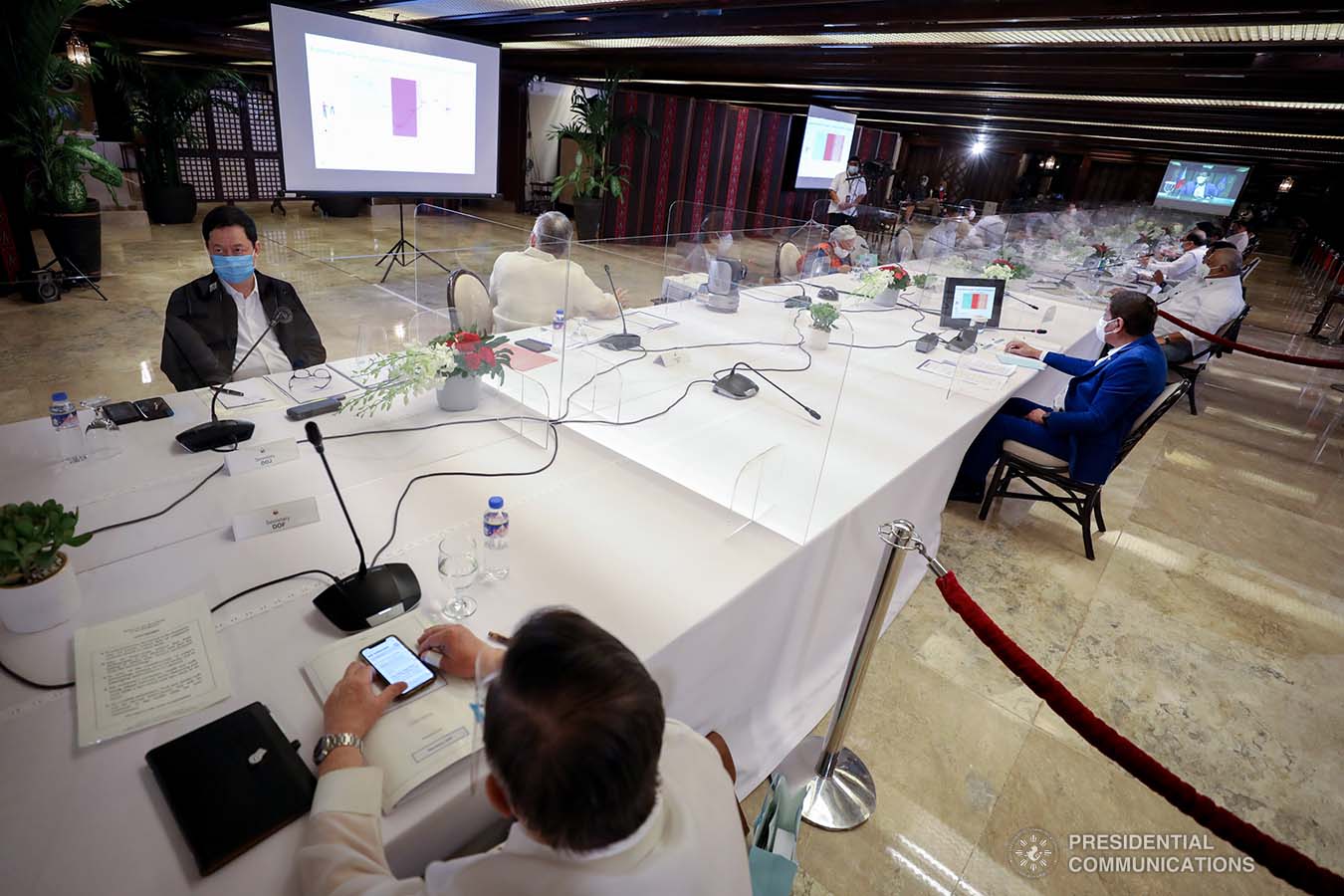 President Rodrigo Roa Duterte presides over the 48th Cabinet Meeting at Malacañan Palace on October 12, 2020. The president called a meeting to discuss pressing issues and updates  from government agencies. SIMEON CELI/ PRESIDENTIAL PHOTO