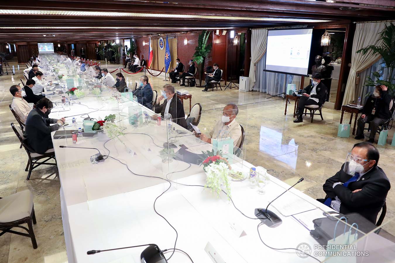 President Rodrigo Roa Duterte presides over the 48th Cabinet Meeting at Malacañan Palace on October 12, 2020. The president called a meeting to discuss pressing issues and updates  from government agencies. SIMEON CELI/ PRESIDENTIAL PHOTO