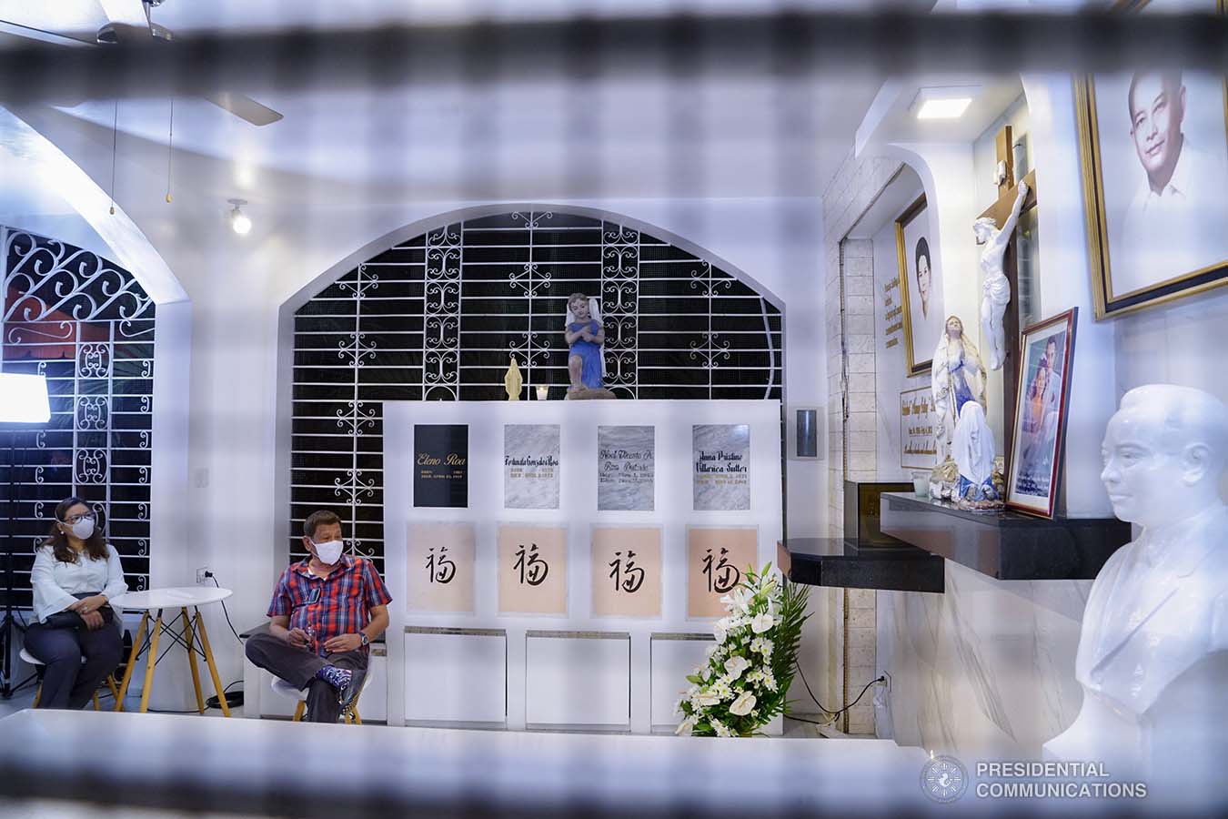President Rodrigo Roa Duterte visits the resting place of his parents, Vicente Duterte, the former governor of then undivided Davao Province, and Soledad Duterte, one of Davao’s respected civic leaders, at the Roman Catholic Cemetery in Davao City on October 28, 2020. The President, as an annual tradition, visits the family mausoleum during All Saints or All Souls Day even when he was still mayor of Davao City. JOEY DALUMPINES/PRESIDENTIAL PHOTO