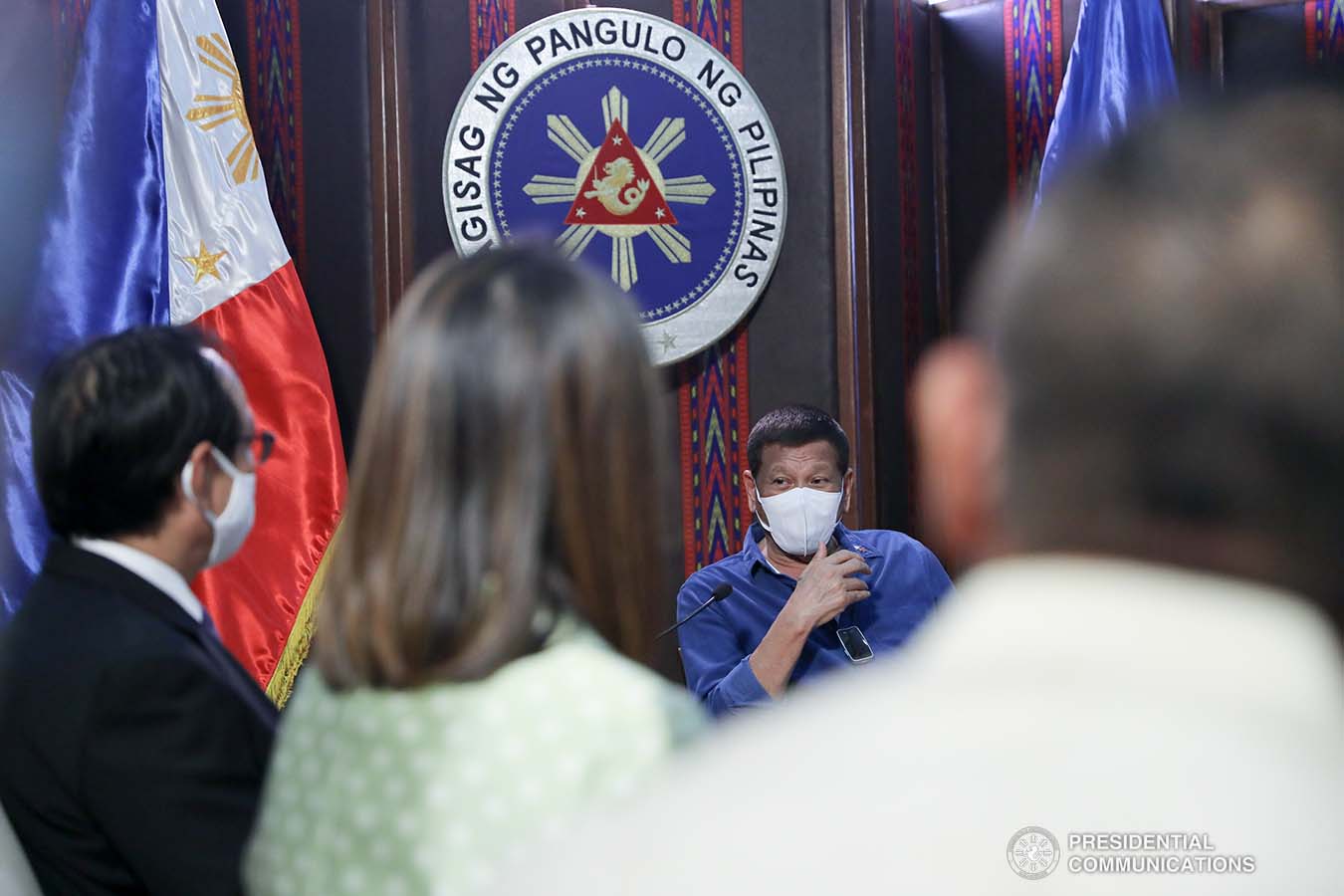 President Rodrigo Roa Duterte discusses matters with outgoing Ambassador of Japan to the Philippines Koji Haneda who paid a farewell call on the President at the Malacañang Golf (Malago) Clubhouse in Malacañang Park, Manila on November 10, 2020. ALFRED FRIAS/PRESIDENTIAL PHOTO