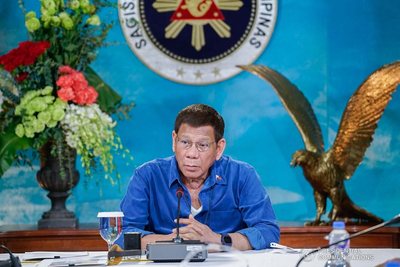 President Rodrigo Roa Duterte talks to the People after holding a meeting with members of his cabinet and Senator Christopher Lawrence Go to discuss various updates at the Malacañang Golf (Malago) Clubhouse on November 10, 2020. KING RODRIGUEZ/ PRESIDENTIAL PHOTO