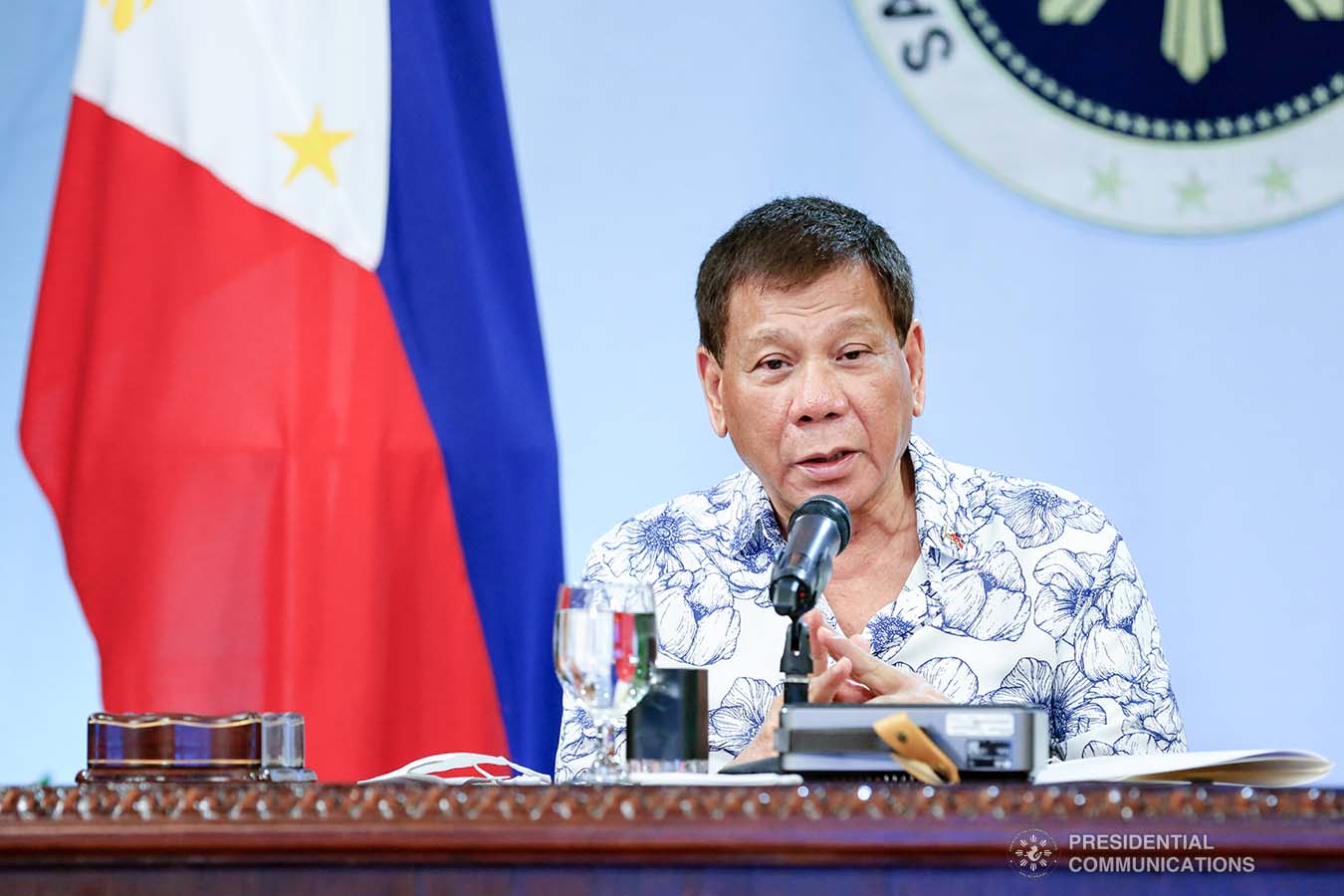 President Rodrigo Roa Duterte talks to the people after holding a meeting with the Inter-Agency Task Force on the Emerging Infectious Diseases (IATF-EID) core members at the Malacañang Golf (Malago) Clubhouse in Malacañang Park, Manila on January 13, 2021. RICHARD MADELO/ PRESIDENTIAL PHOTO