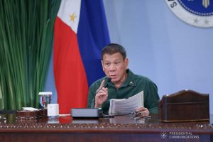President Rodrigo Roa Duterte talks to the people after holding a meeting with the Inter-Agency Task Force on the Emerging Infectious Diseases (IATF-EID) core members at the Malacañang Golf (Malago) Clubhouse in Malacañang Park, Manila on March 1, 2021. KARL NORMAN ALONZO/ PRESIDENTIAL PHOTO