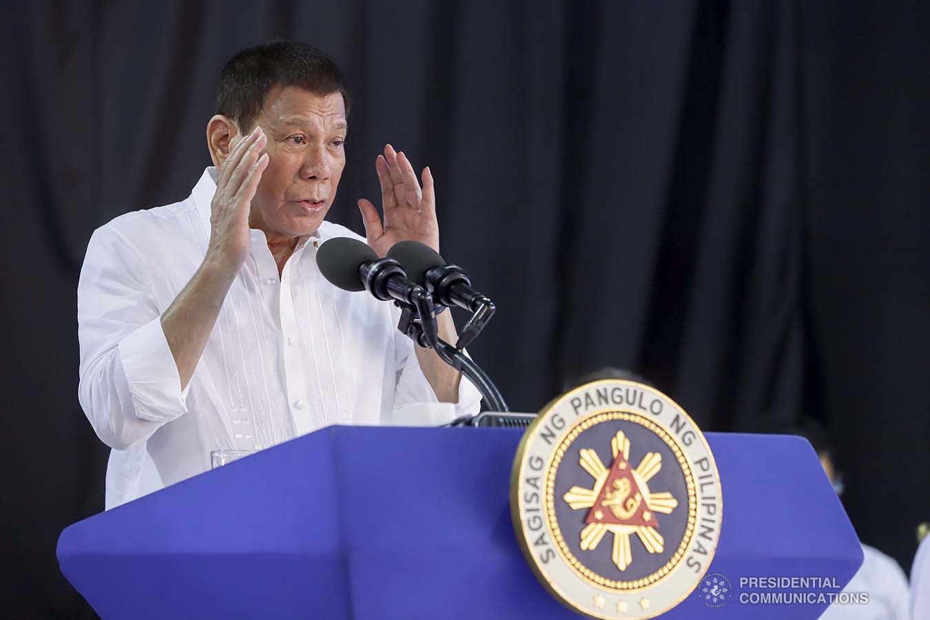 President Rodrigo Roa Duterte delivers his speech during the inauguration of newly constructed school buildings at the Lawang Bato National High School in Lawang Bato, Valenzuela City on March 4, 2021. The President also inaugurated the Canumay East National High School, also in Valenzuela. REY BANIQUET/ PRESIDENTIAL PHOTO