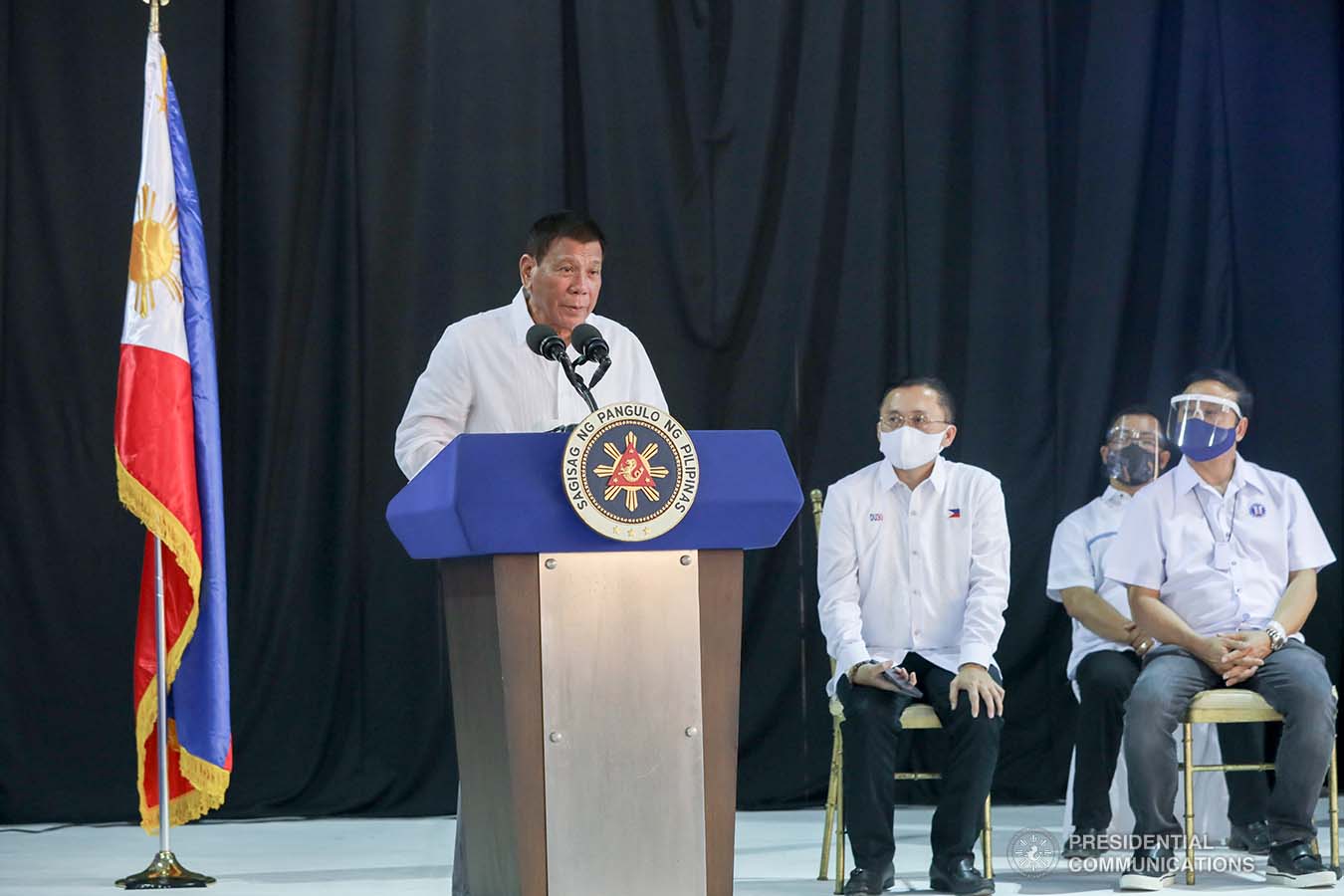 President Rodrigo Roa Duterte delivers his speech during the inauguration of the Lawang Bato National High School in Lawang Bato, Valenzuela City on March 4, 2021. The President also inaugurated the Canumay East National High School in Canumay, Valenzuela City. TOTO LOZANO/ PRESIDENTIAL PHOTO