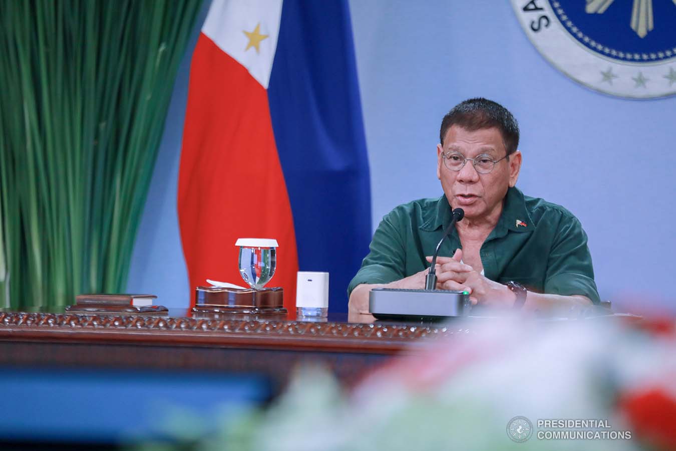 President Rodrigo Roa Duterte talks to the people after holding a meeting with the Inter-Agency Task Force on the Emerging Infectious Diseases (IATF-EID) core members at the Malacañang Golf (Malago) Clubhouse in Malacañang Park, Manila on March 1, 2021. ACE MORANDANTE/ PRESIDENTIAL PHOTO