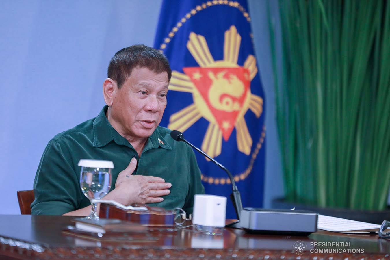 President Rodrigo Roa Duterte talks to the people after holding a meeting with the Inter-Agency Task Force on the Emerging Infectious Diseases (IATF-EID) core members at the Malacañang Golf (Malago) Clubhouse in Malacañang Park, Manila on March 1, 2021. ACE MORANDANTE/ PRESIDENTIAL PHOTO