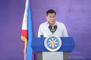 President Rodrigo Roa Duterte delivers his speech during the 500th Anniversary of the Philippine Part in the First Circumnavigation of the World held at the Veterans Park Calicoan Island in Guiuan, Eastern Samar on March 18, 2021. ACE MORANDANTE/ PRESIDENTIAL PHOTO