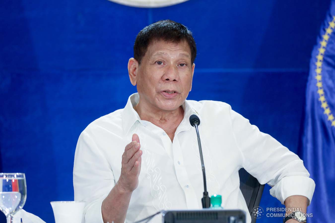 President Rodrigo Roa Duterte talks to the people after holding a meeting with the Inter-Agency Task Force on the Emerging Infectious Diseases (IATF-EID) core members at the Arcadia Active Lifestyle Center in Matina, Davao City on September 22, 2021. SIMEON CELI/ PRESIDENTIAL PHOTO