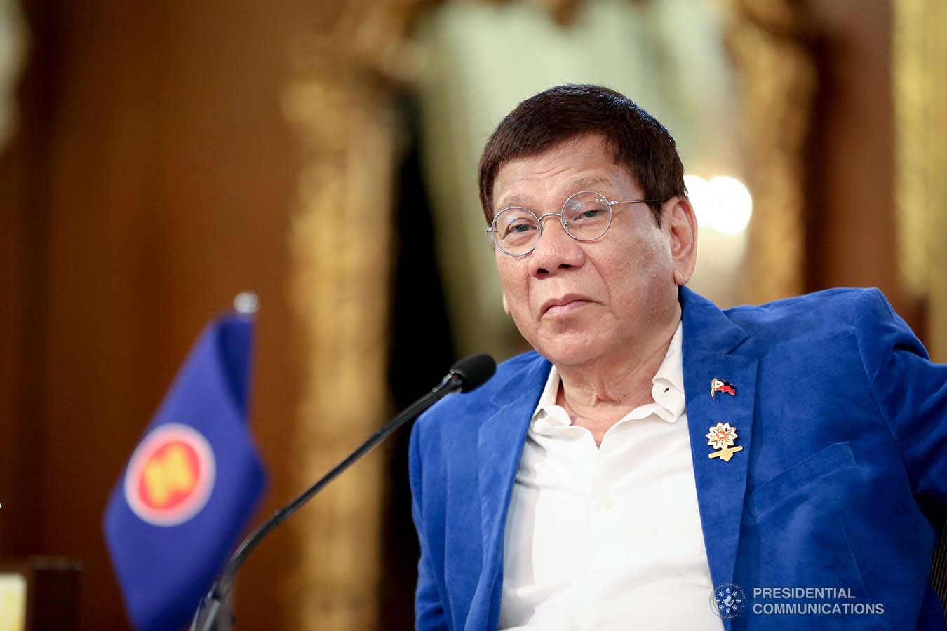 President Rodrigo Roa Duterte joins other leaders from the Association of Southeast Asian Nations (ASEAN) member countries in the virtual 14th Brunei Darussalam–Indonesia–Malaysia–Philippines East ASEAN Growth Area (BIMP-EAGA) Summit at the Malacañang Palace on October 28, 2021. ALBERTO ALCAIN/ PRESIDENTIAL PHOTO
