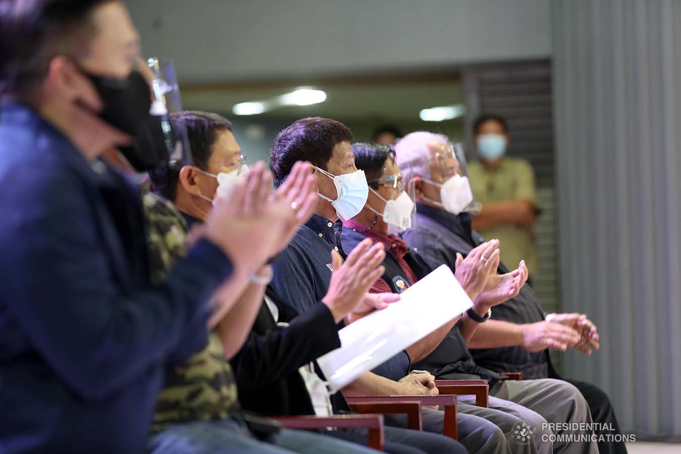 President Rodrigo Roa Duterte attends the joint National Task Force-Regional Task Force to End Local Communist Armed Conflict IV-A meeting at the Quezon Convention Center in Lucena City, Quezon on October 21, 2021. SIMEON CELI/ PRESIDENTIAL PHOTO