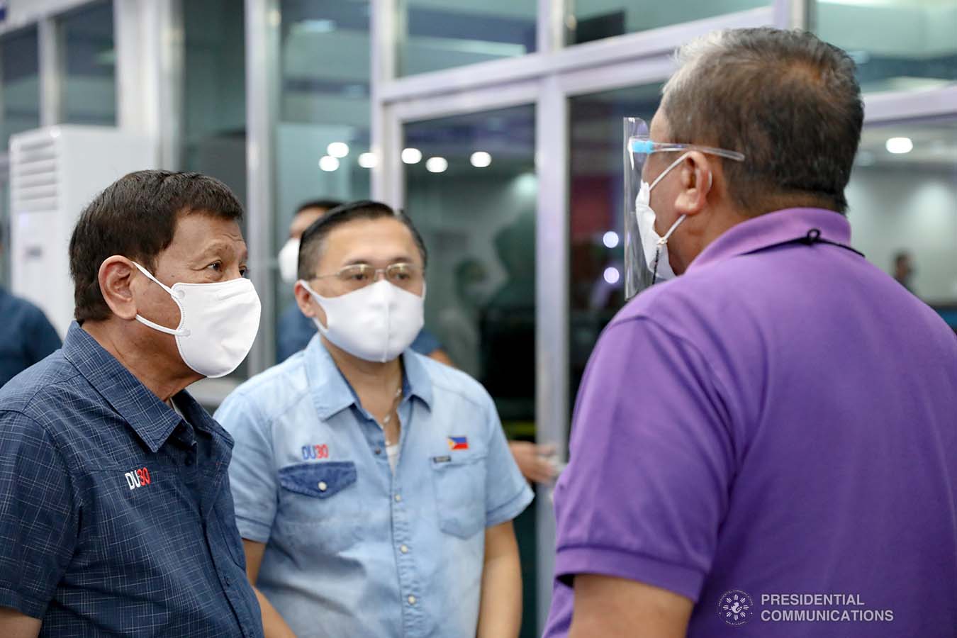 President Rodrigo Roa Duterte, accompanied by Senator Christopher Lawrence "Bong" Go, is apprised by Transportation Secretary Arthur Tugade about the development projects of the Zamboanga International Airport during an inspection at the airport in Zamboanga City on December 2, 2021. TOTO LOZANO/ PRESIDENTIAL