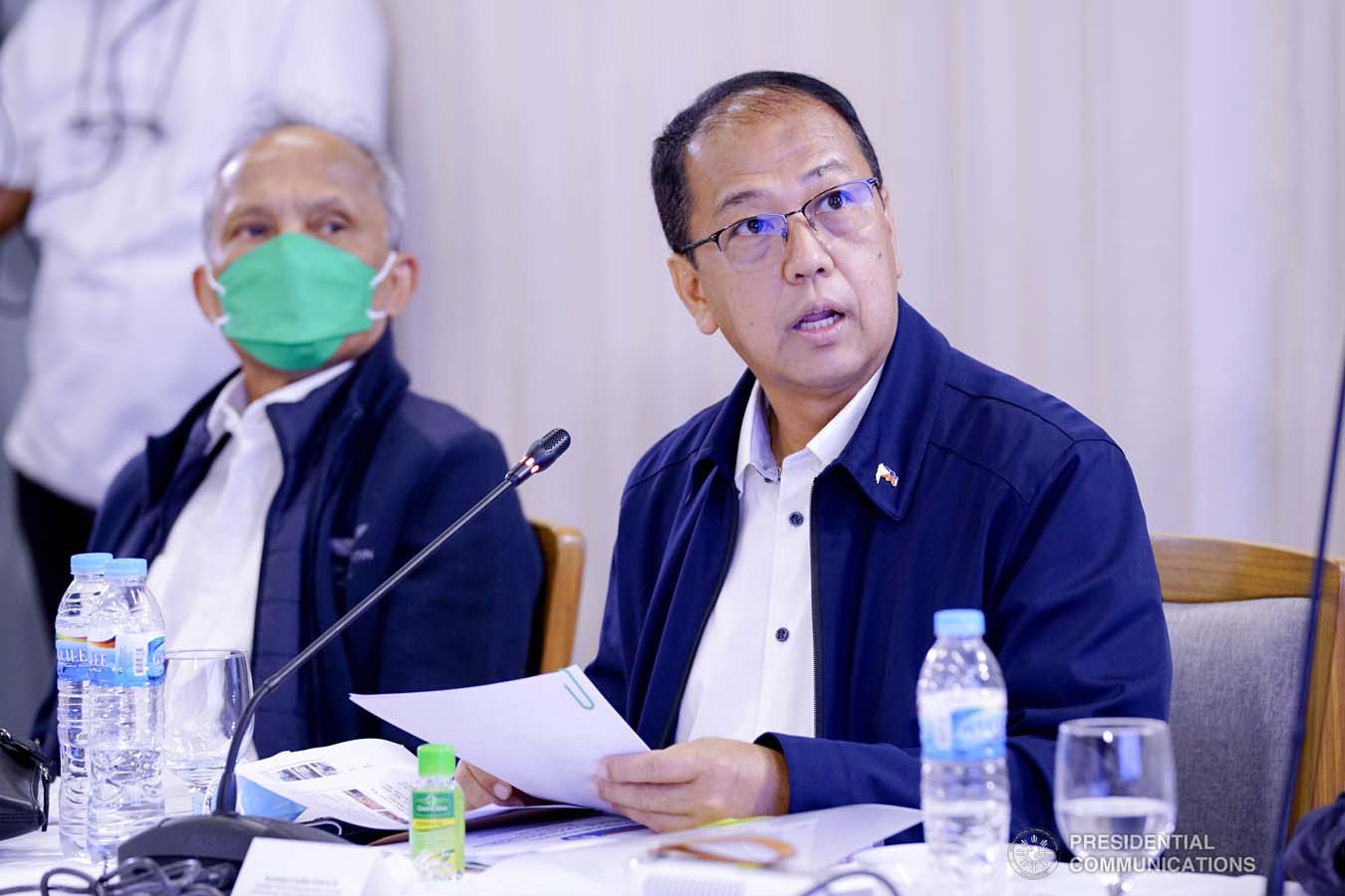 Reconciliation, and Unity (PAPRU) and National Task Force against Coronavirus Disease-2019 (NTF COVID-19) chief implementer Carlito Galvez Jr. gives an update to President Rodrigo Roa Duterte during a meeting with key government officials at the Arcadia Active Lifestyle Center in Matina, Davao City on March 15, 2022. JOEY DALUMPINES/ PRESIDENTIAL PHOTO