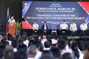 President Ferdinand R. Marcos Jr. on Tuesday led the ceremonial turnover of National Housing Authority (NHA)- Balanga low-rise housing project to 216 families situated beside the Talisay River which is a danger area in Balanga City, Bataan.