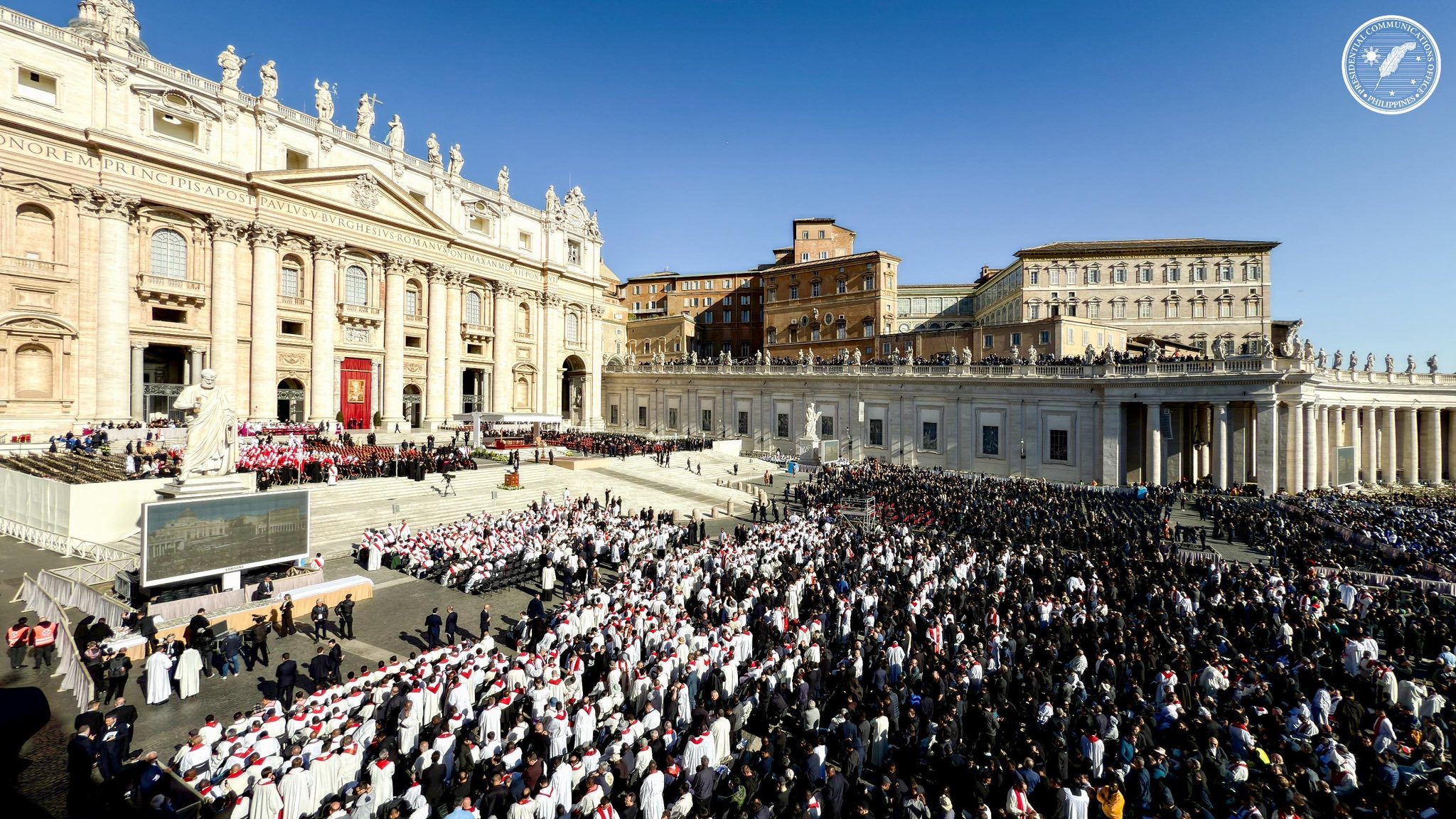President Ferdinand R. Marcos Jr. and First Lady Louise Araneta-Marcos attended the funeral of His Holiness Pope Francis at St. Peter's Square in the Vatican, joining world leaders and the faithful in honoring the late pontiff.