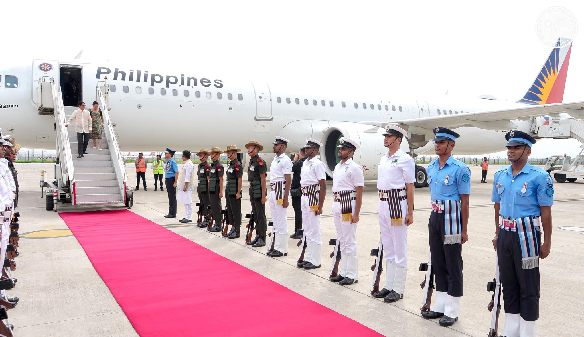 President Ferdinand R. Marcos Jr. arrived in New Delhi on Monday at 2:20 p.m. local time (4:50 p.m. in Manila) to begin his five-day State Visit to the Republic of India.